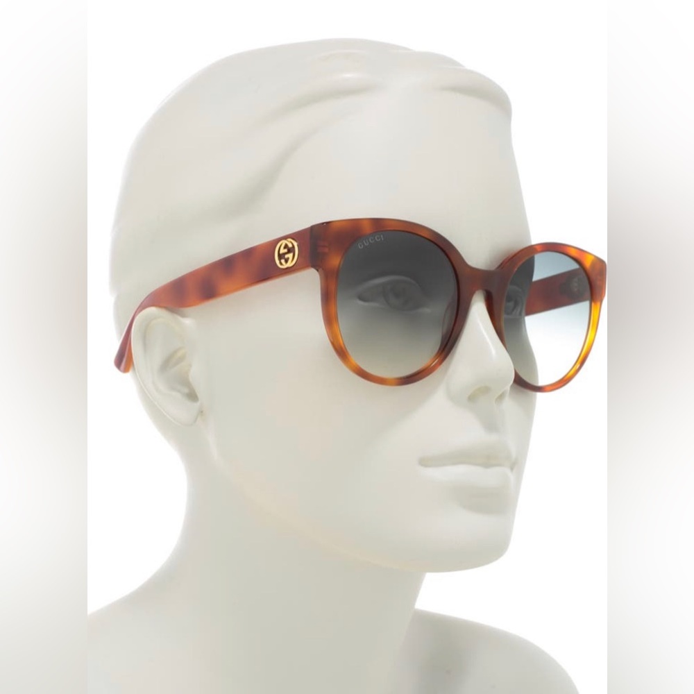 Gucci Tortoiseshell Round Sunglasses with Gradient Lenses